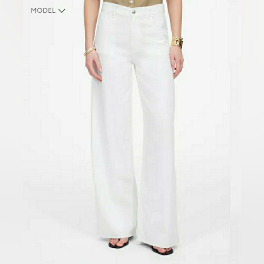 NWT Madewell Superwide-Leg Jeans: Airy Denim Edition 26 Tile White